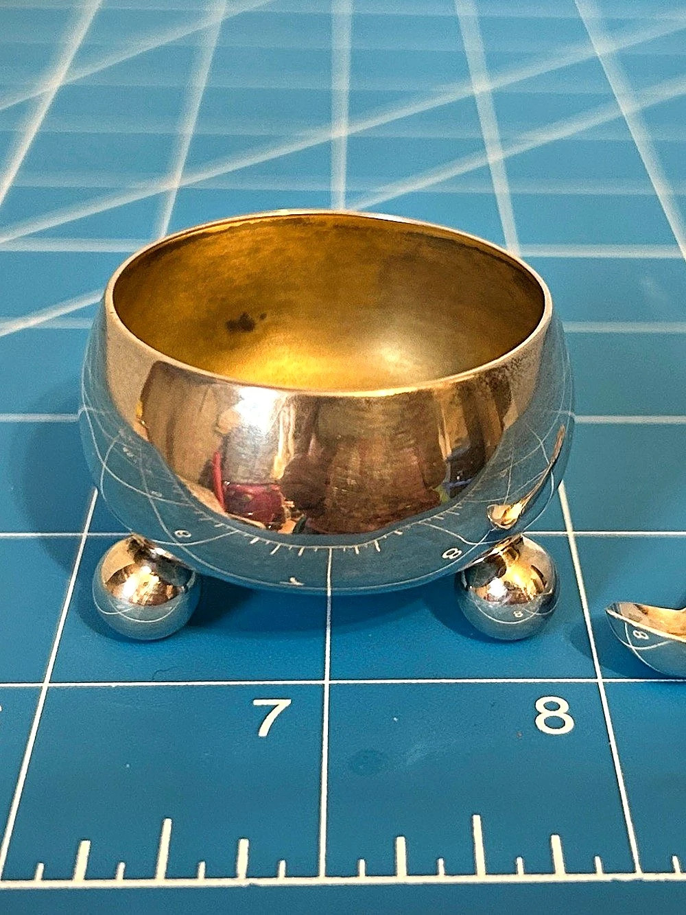 Sheffield Sterling Silver Bowl & Spoon Set Gold & Silver